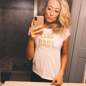 nwot kate spade ‘ciao baby’ rhinestone graphic tee